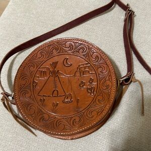 Round Leather Handmade Purse